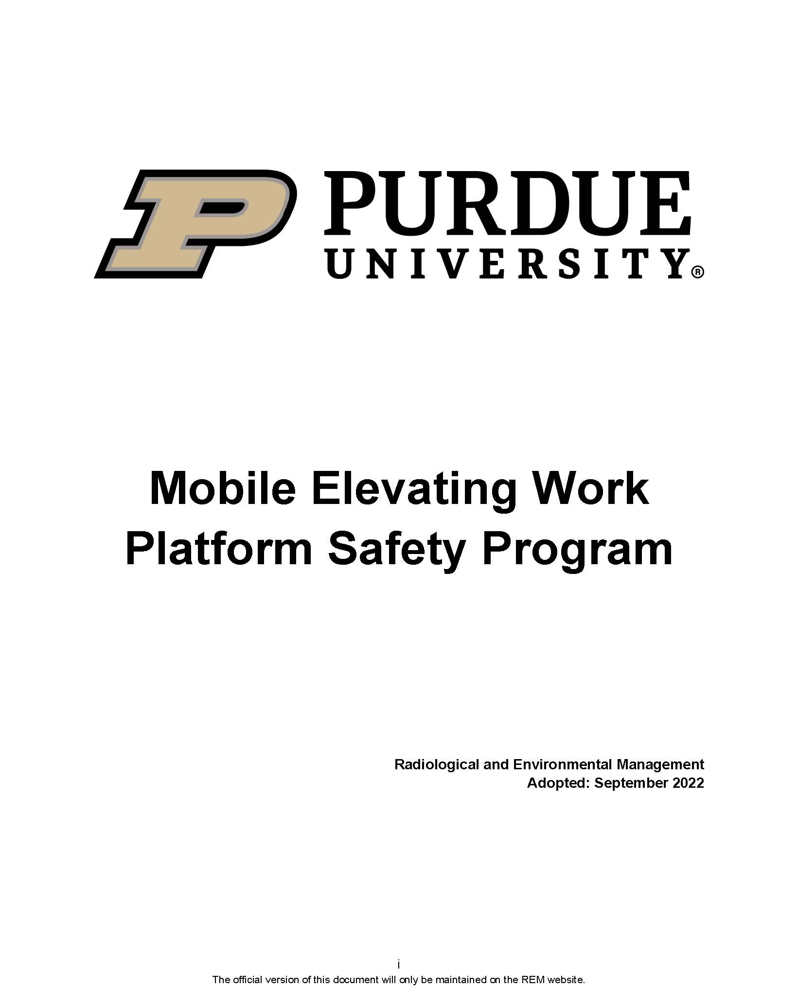 Mobile Elevating Work Platform Safety Program